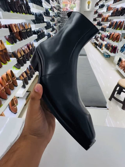 Men's Square-toe Zipper Ankle Boots