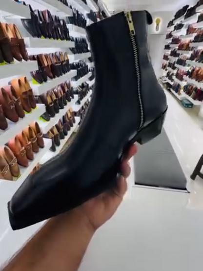 Men's Square-toe Zipper Ankle Boots