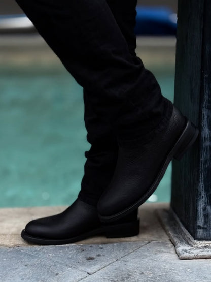 Men's Stretch Leather Ankle Boots