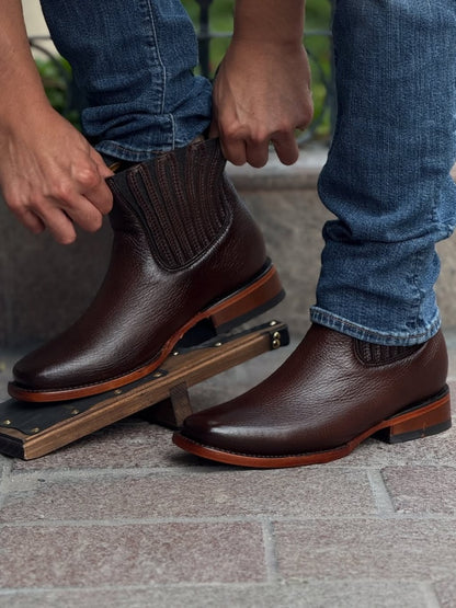 Men's Stretch Leather Ankle Boots