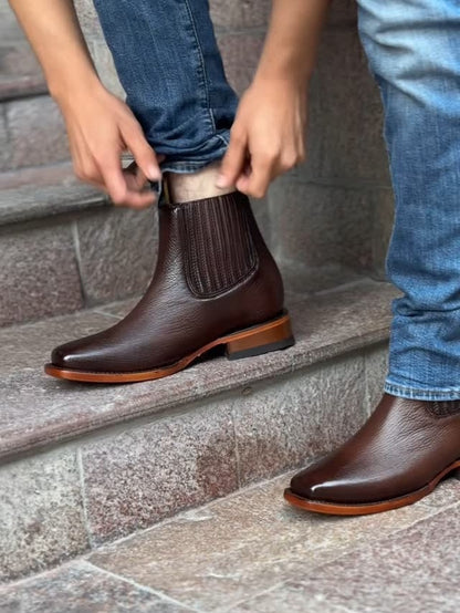 Men's Stretch Leather Ankle Boots