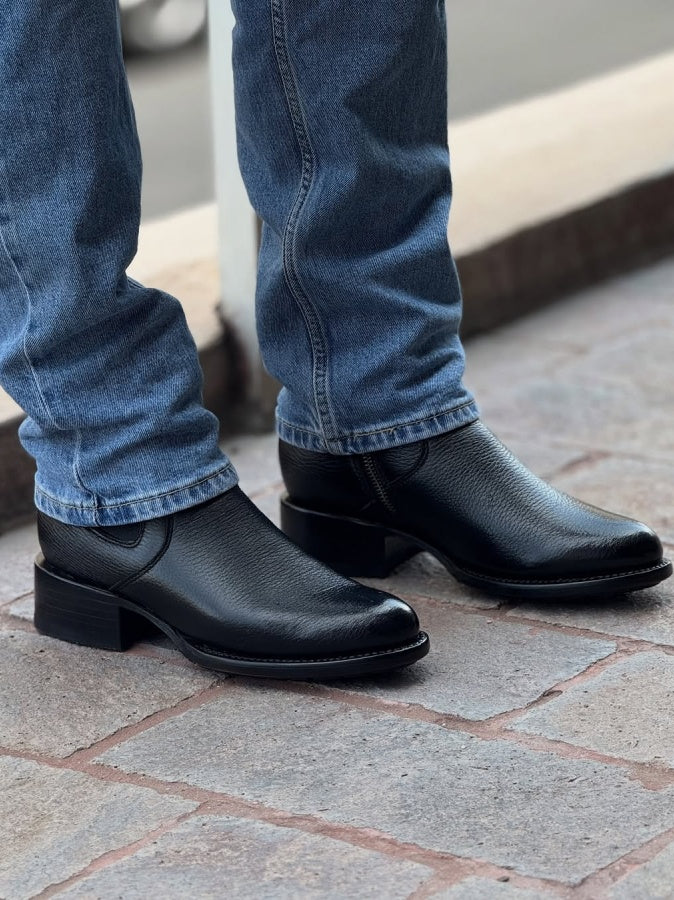 Men's Zipper Cowhide Boots