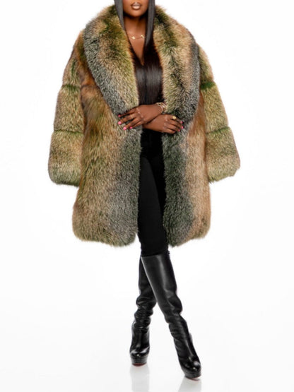 Eco-friendly Fox Fur Mid-length Coat