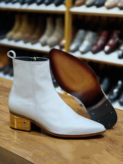 Men's Ultra Luxury White Leather Boots