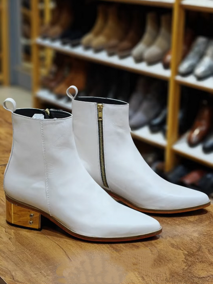 Men's Ultra Luxury White Leather Boots