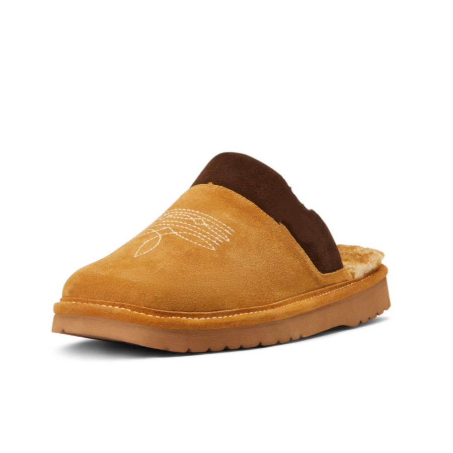 Men's Western Cowboy Suede Square Toe Slippers