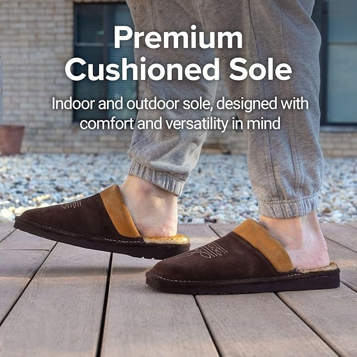 Men's Western Cowboy Suede Square Toe Slippers