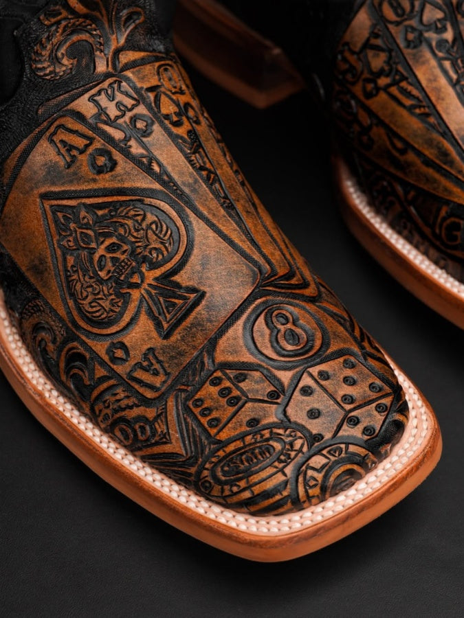 Men's Playing Card Western Cowboy Boots