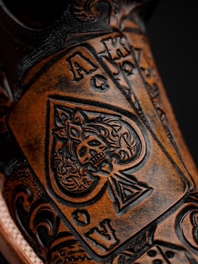Men's Playing Card Western Cowboy Boots