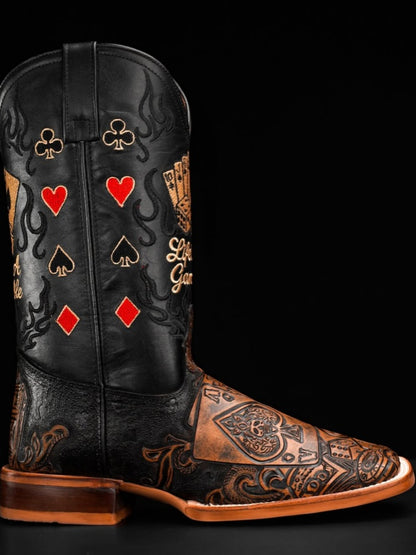 Men's Playing Card Western Cowboy Boots