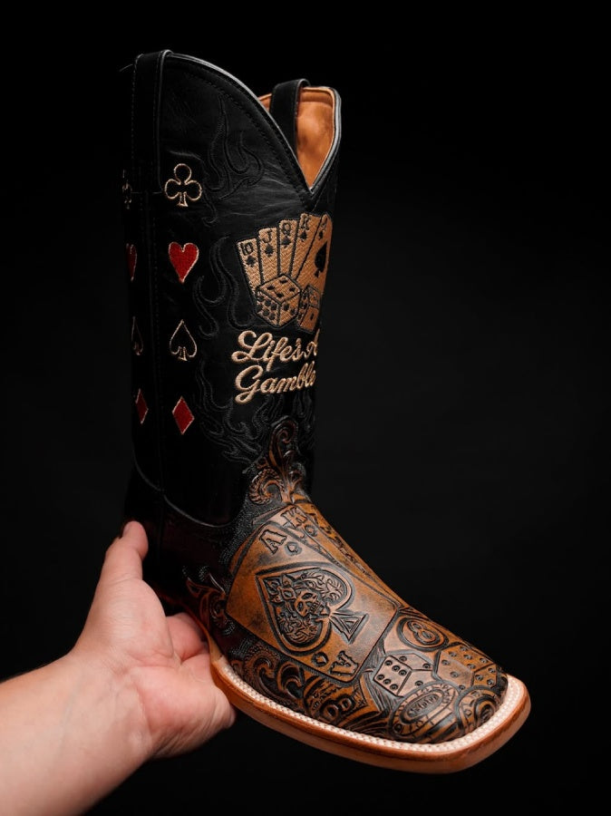 Men's Playing Card Western Cowboy Boots