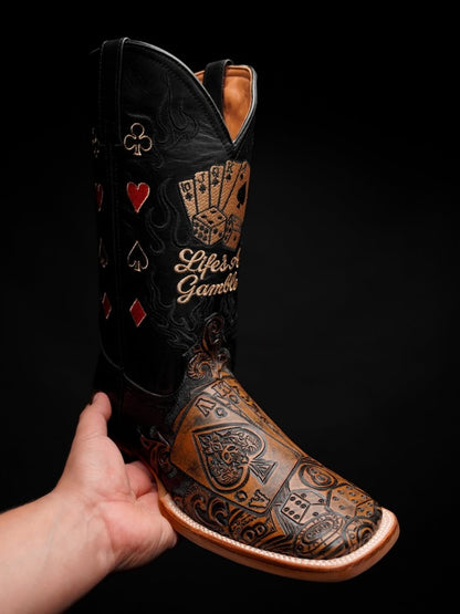 Men's Playing Card Western Cowboy Boots