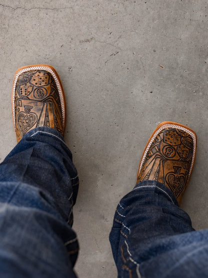 Men's Playing Card Western Cowboy Boots