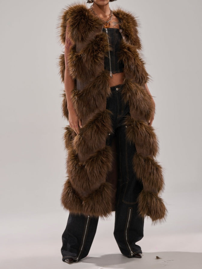 Paneled Fur Vest