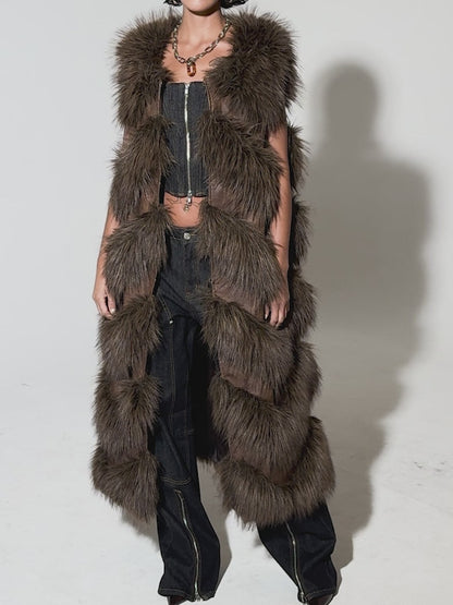 Paneled Fur Vest