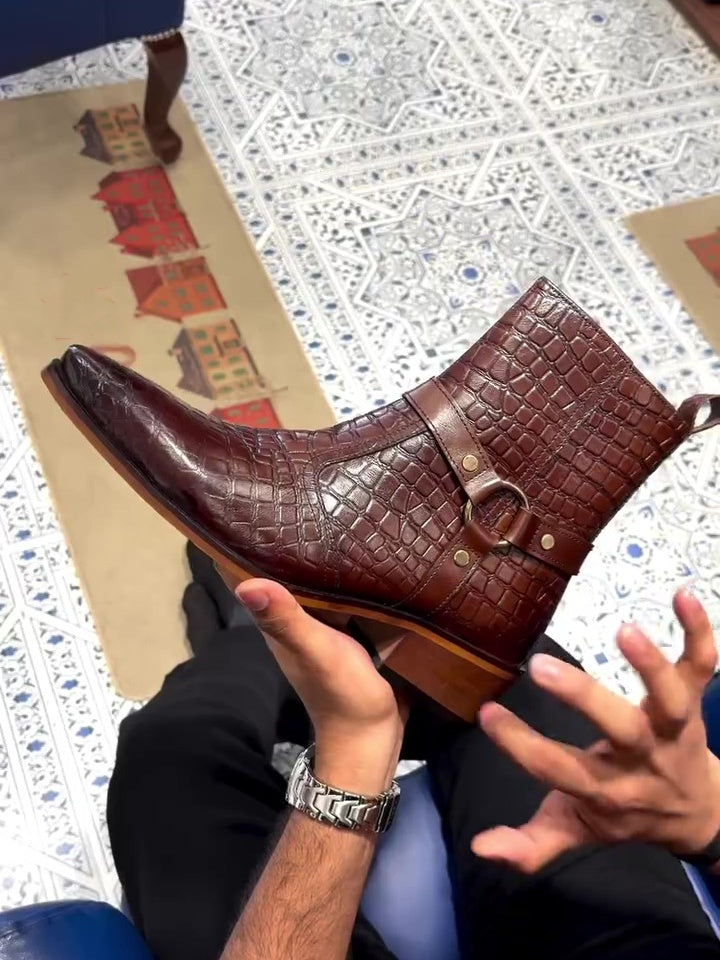 Men's Wooden Sole Italian Leather Chelsea Boots