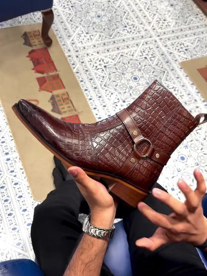 Men's Wooden Sole Italian Leather Chelsea Boots