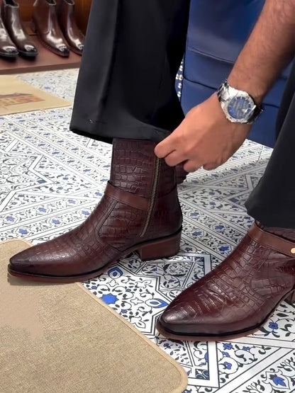 Men's Wooden Sole Italian Leather Chelsea Boots