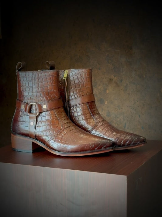 Men's Wooden Sole Italian Leather Chelsea Boots