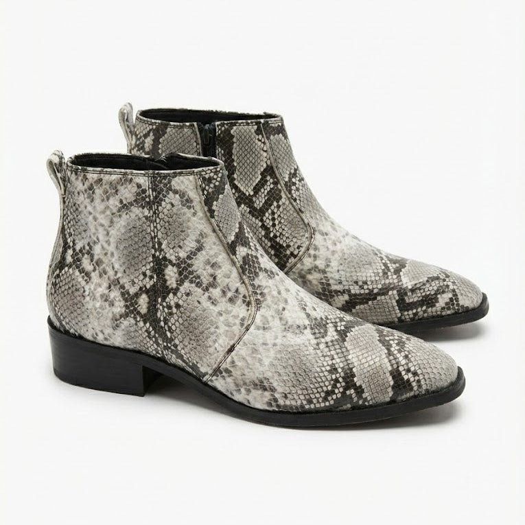 Men's Snakes Leather Design Chelsea Boots