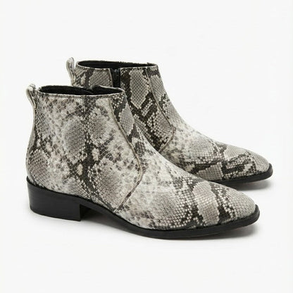 Men's Snakes Leather Design Chelsea Boots