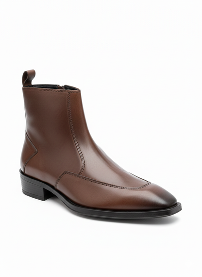 Men's Tapper Toe Cuban Heel Leather Chelsea Boots