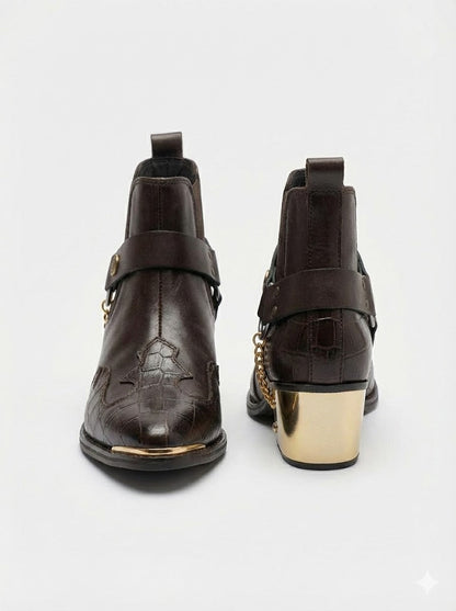 Men's Pointed Toe Semi Textured Leather Chelsea Boots