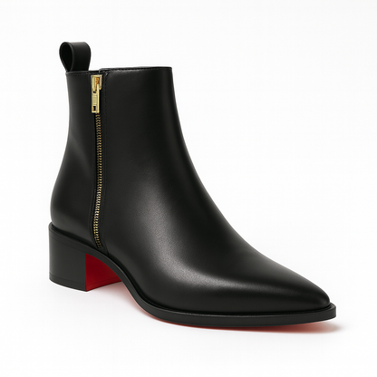 Men's Pointed Toe Cuban Heel Leather Chelsea Boots