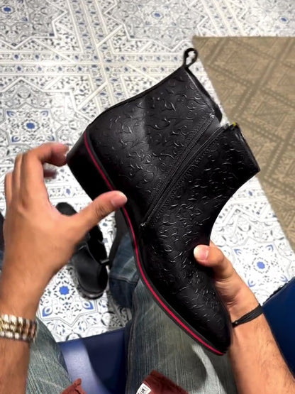 Men's Italian Leather Chelsea Boots With Both Side Chain