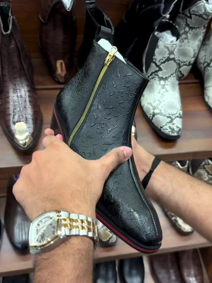 Men's Italian Leather Chelsea Boots With Both Side Chain