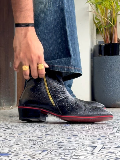 Men's Italian Leather Chelsea Boots With Both Side Chain