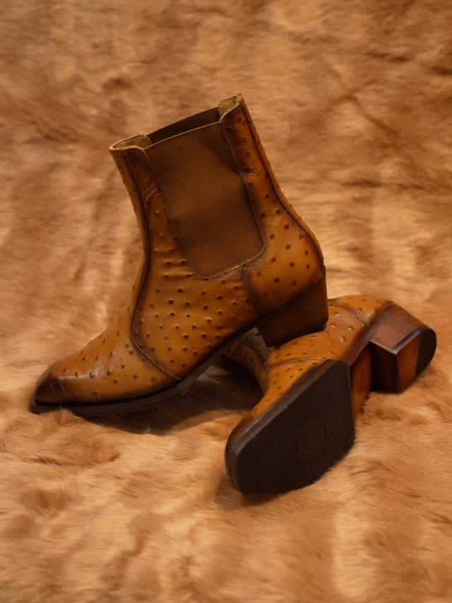 Men's Ostrich Leather Chelsea Boots