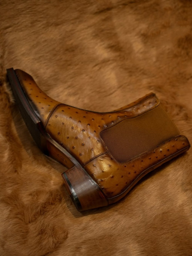 Men's Ostrich Leather Chelsea Boots