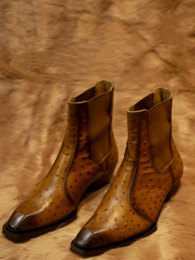 Men's Ostrich Leather Chelsea Boots
