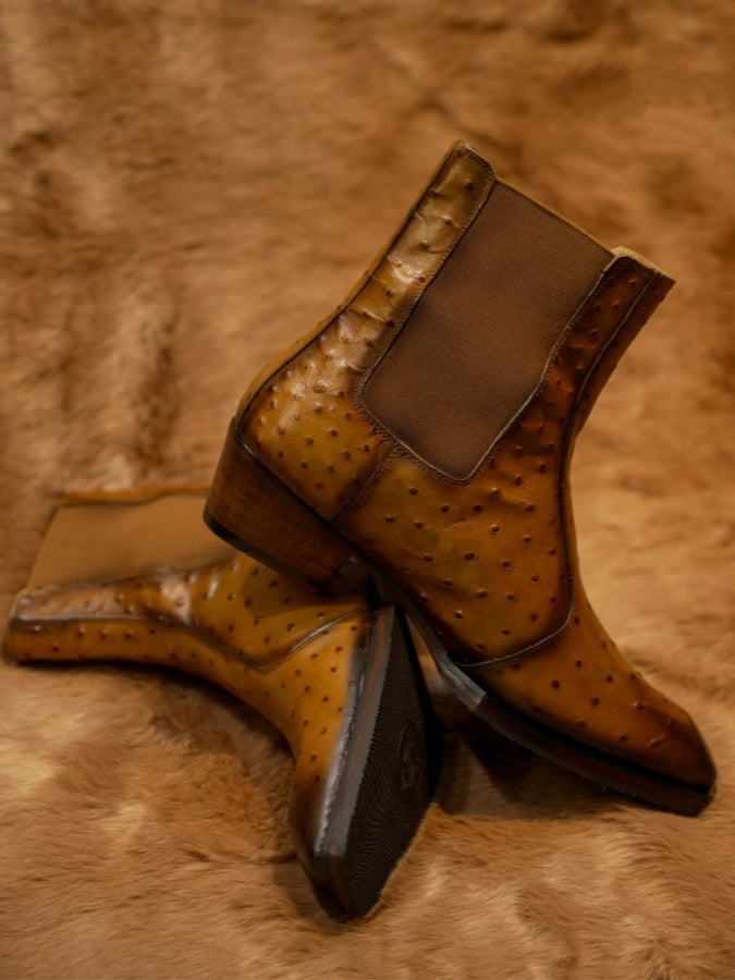 Men's Ostrich Leather Chelsea Boots