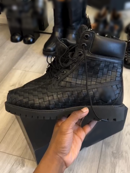 Men's Woven Lace-up High-top Boots