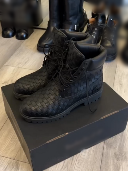 Men's Woven Lace-up High-top Boots