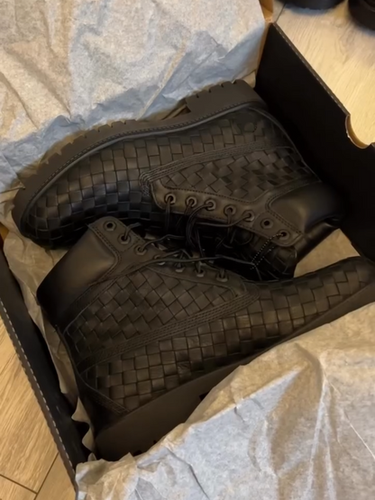 Men's Woven Lace-up High-top Boots