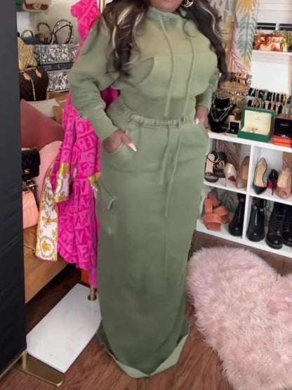 Fashionable Hoodie Cargo Skirt Set