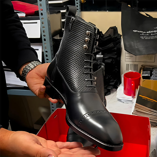 Men's Point-Toe Stud Ankle Boots