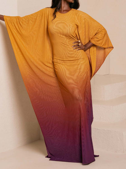 Elegant Gradient Print Irregular Dress