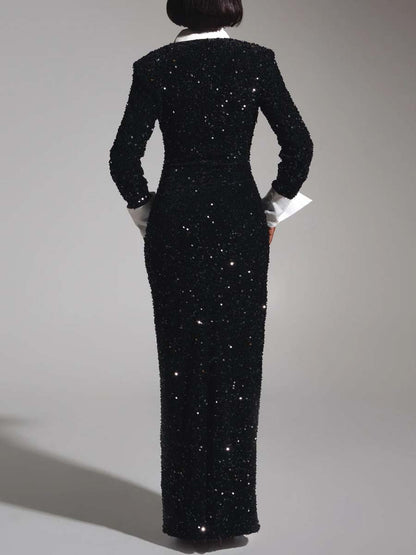 Keyhole Detail Sequined Party Dress