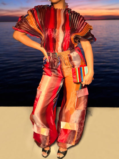 Pockets Drawstring Waist Two Pieces Set