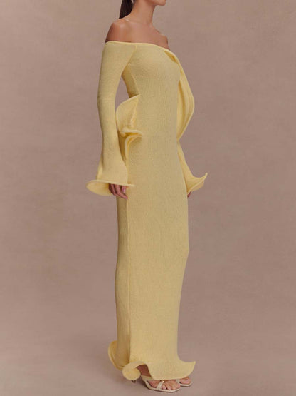 Off Shoulder Knitted Maxi Dress