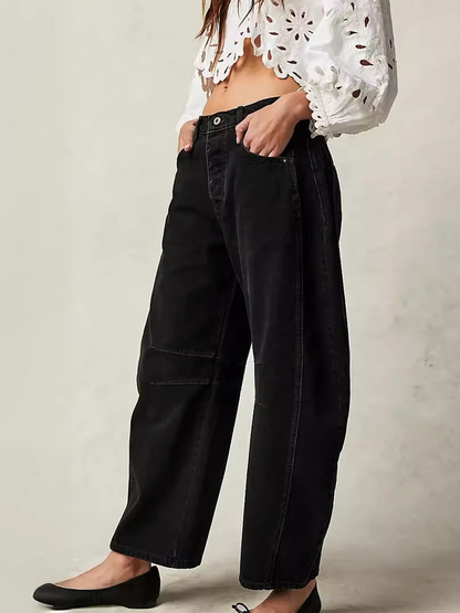Vintage Wide Leg Mid Rise Barrel Denim Ankle Pants
