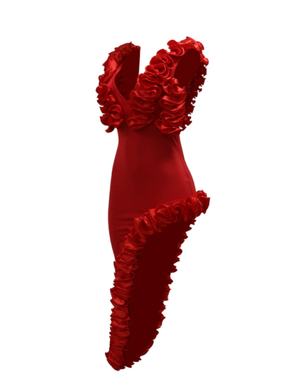 Sleeveless Ruffled Backless Irregular Sexy Dress