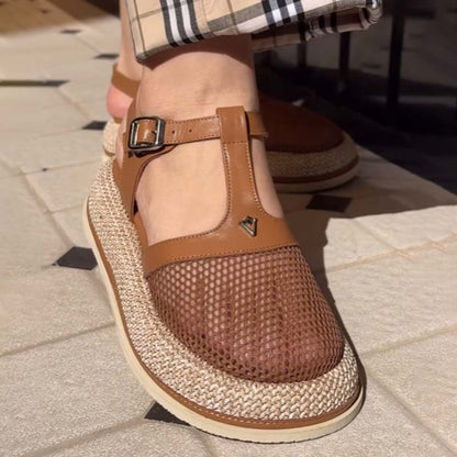 Breathable Mesh Cutout Platform Sandals