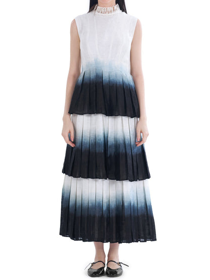 Gradient Print Elegant Tiers Dress