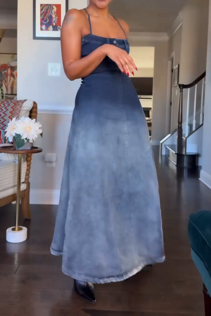 Gradient Skinny Denim Cami Dress