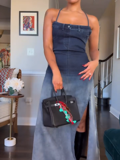 Gradient Skinny Denim Cami Dress